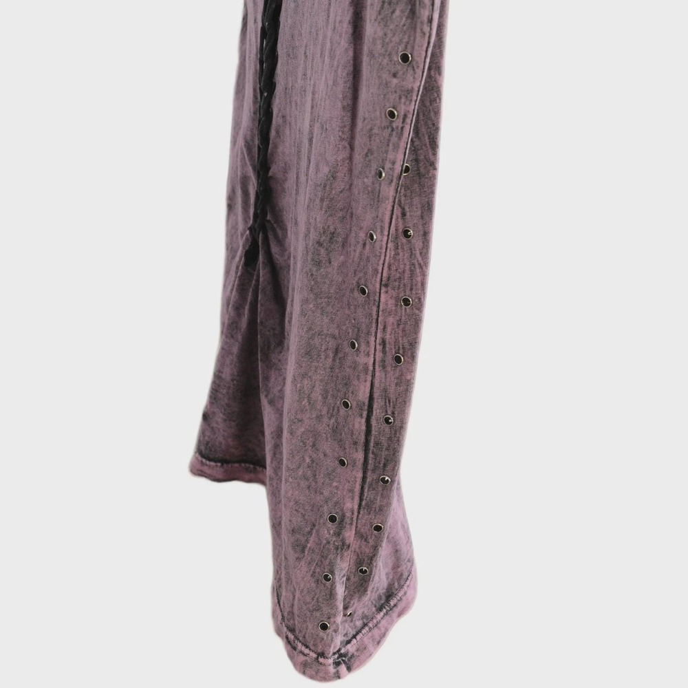 Y2k Affliction T Shirt Womens L Iconic Steel Cut Out Purple Studded Braided - Picture 7 of 8